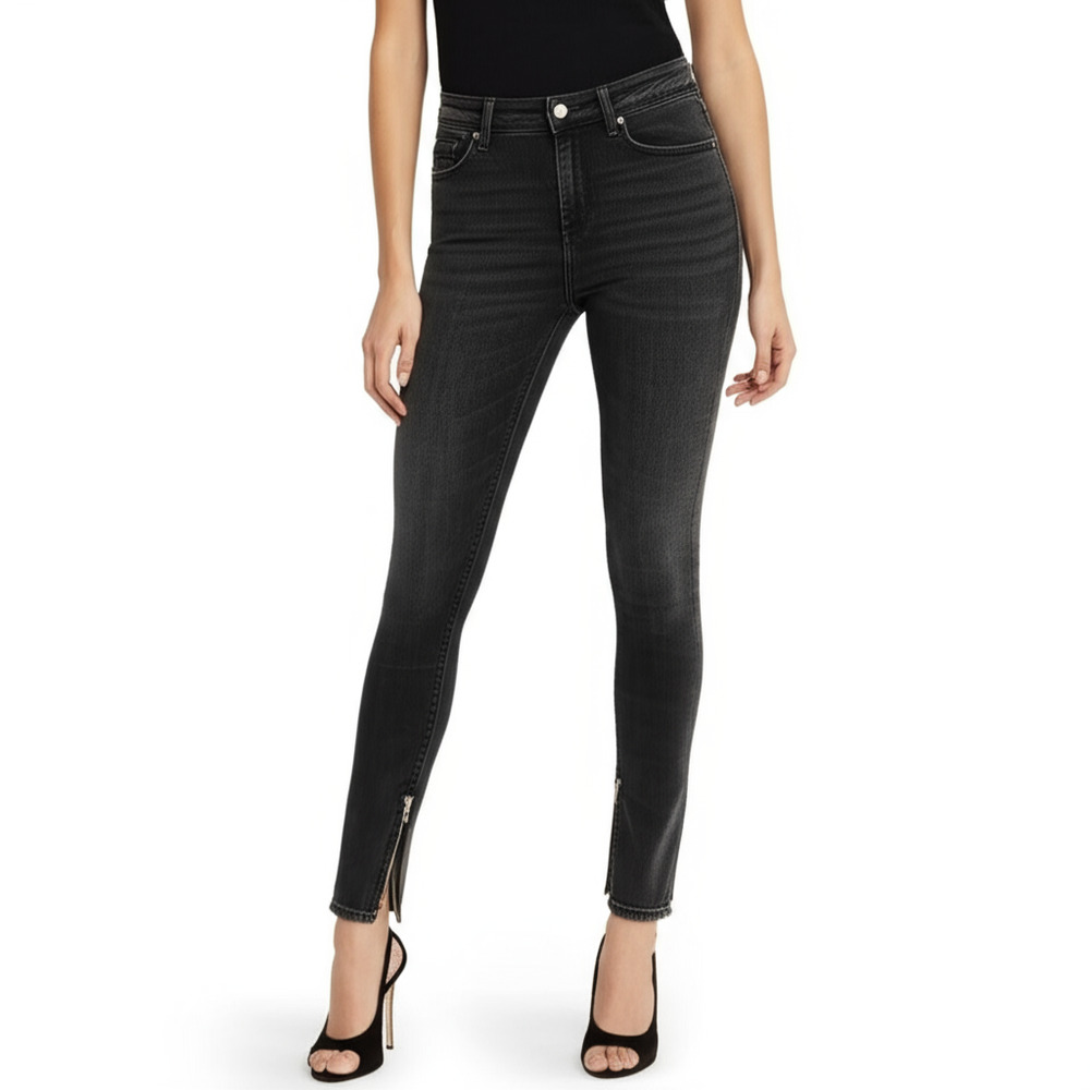 Rag & Bone Jeans Women's Size 28 Black Minna Skinny High Waisted Ankle Zip Edgy